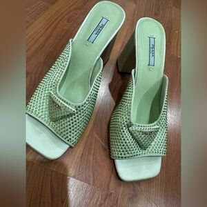 Pra Green Embellished Women's Mules